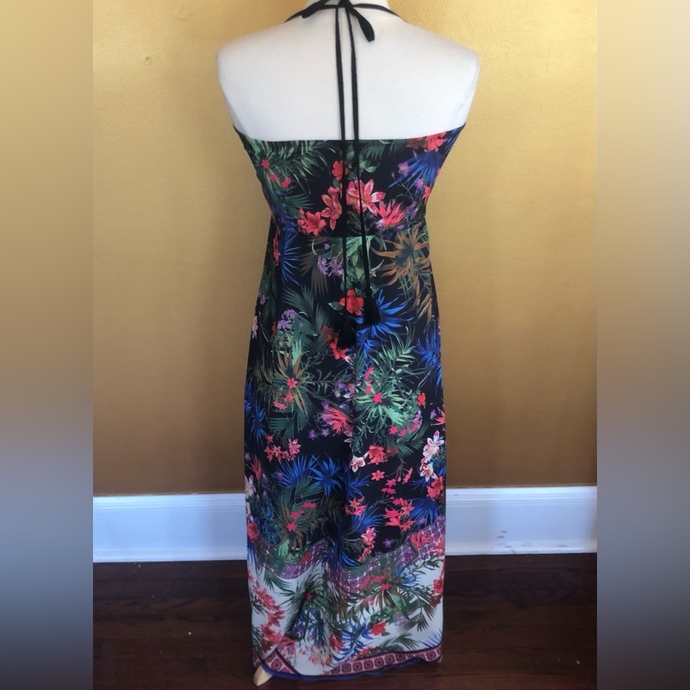 Flying Tomato Black & Multi color floral empire maxi tropical Sun dress Size XS - Picture 4 of 12